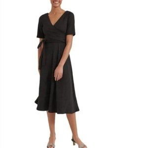 EUC Modern Citizens Black Ribbed Jersey Short Sleeve Ruth Wrap Dress